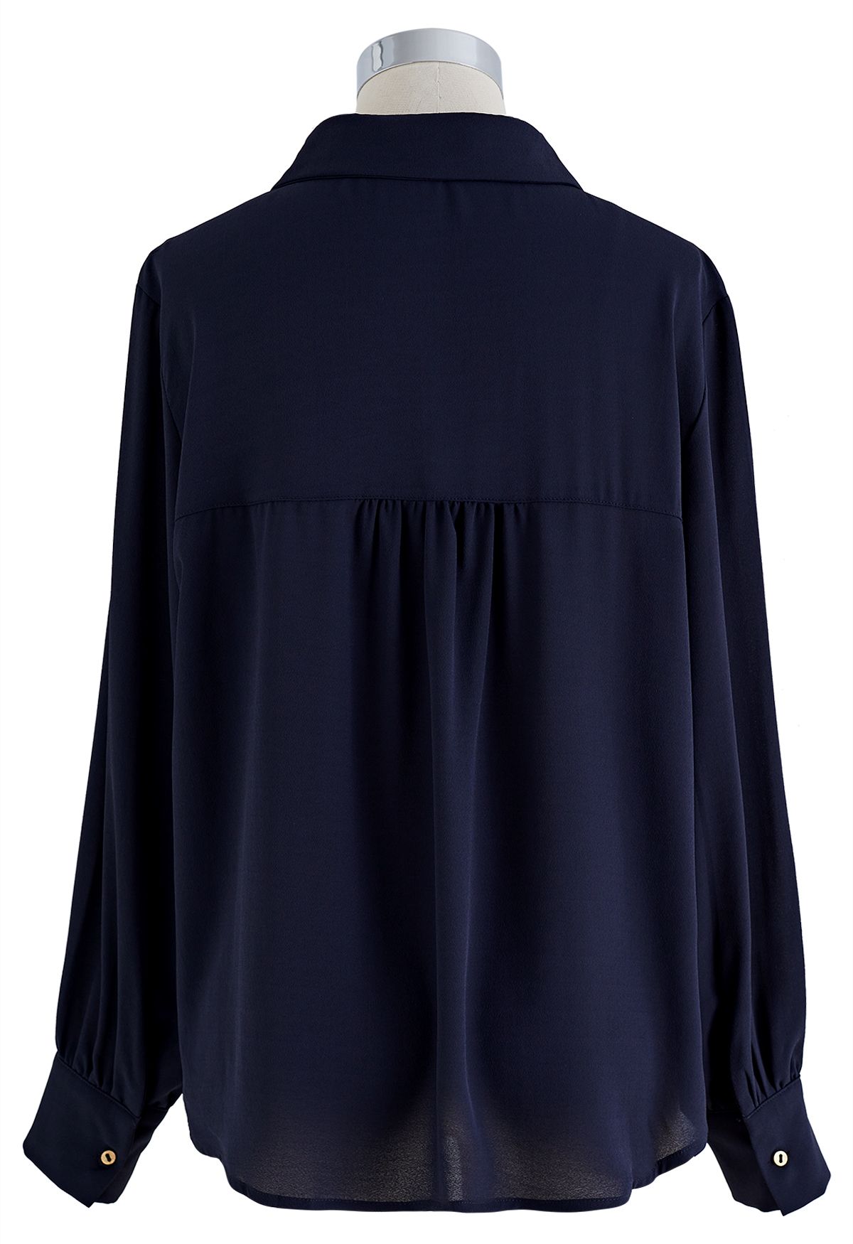 Long Sleeve Collared Shirt in Navy