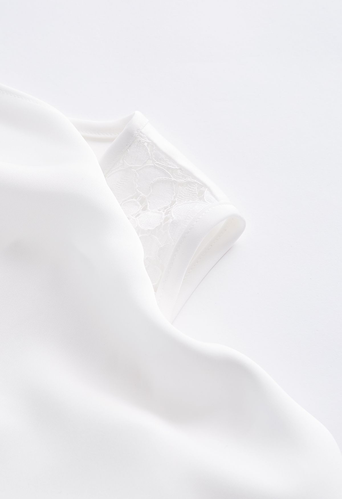 Asymmetric Cold-Shoulder Drape Satin Top in White