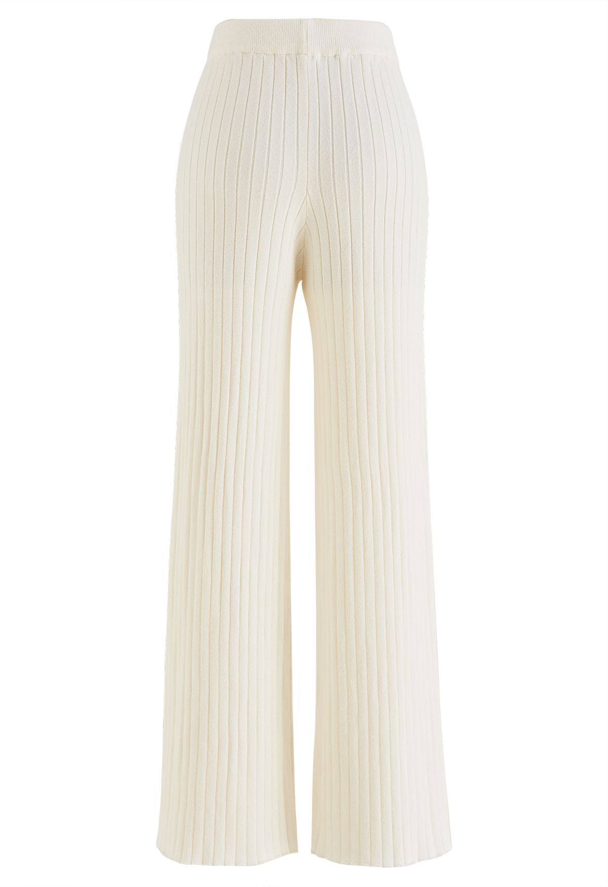 Ribbed Straight Leg Knit Pants in Cream - Retro, Indie and Unique Fashion