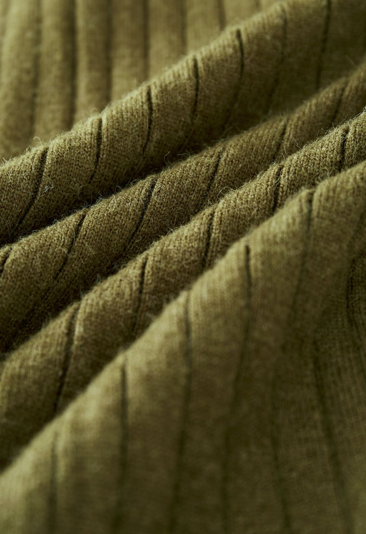 Ribbed Straight Leg Knit Pants in Moss Green