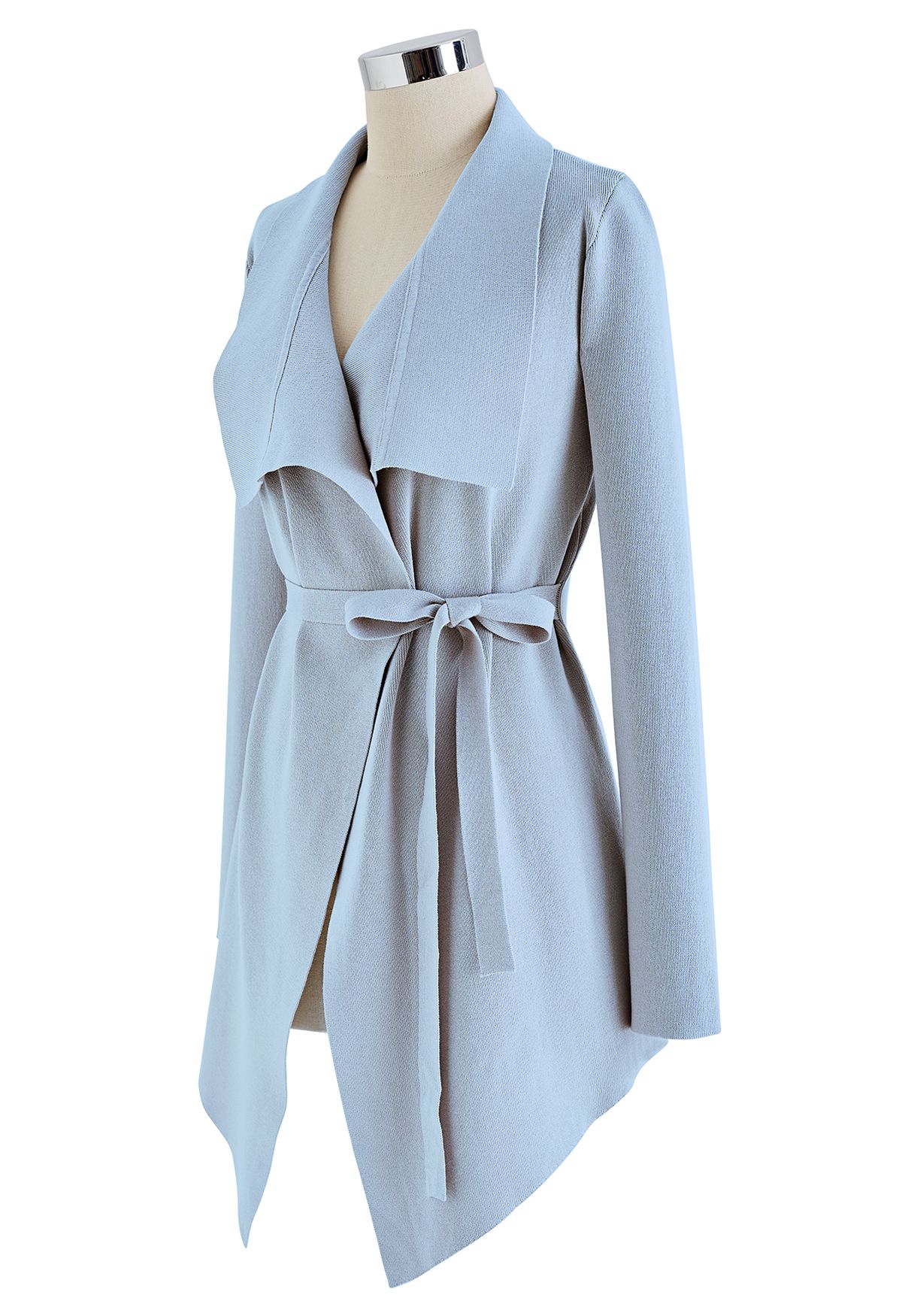 Wide Lapel Tie Waist Knit Cardigan in Baby Blue - Retro, Indie and ...