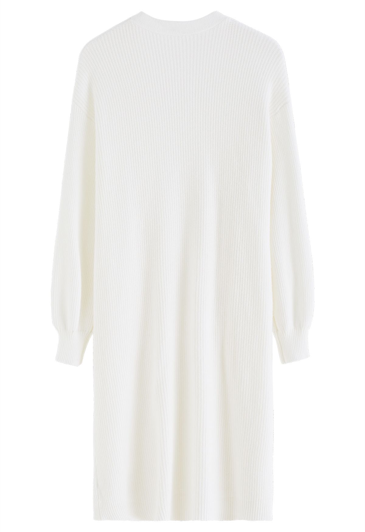 Full Ribbed Open Front Longline Cardigan in White - Retro, Indie and ...
