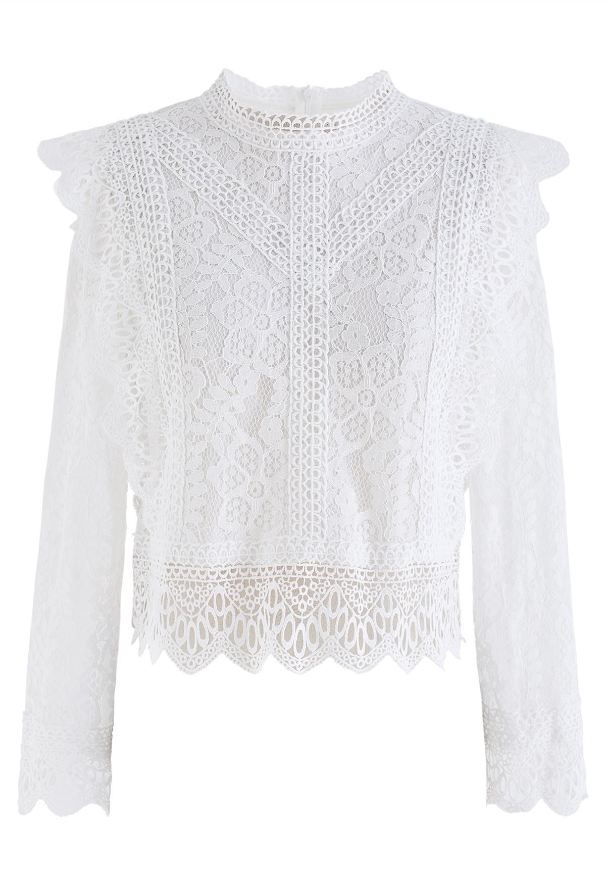 Your Sassy Start Long Sleeve Crochet Lace Top in White - Retro, Indie ...