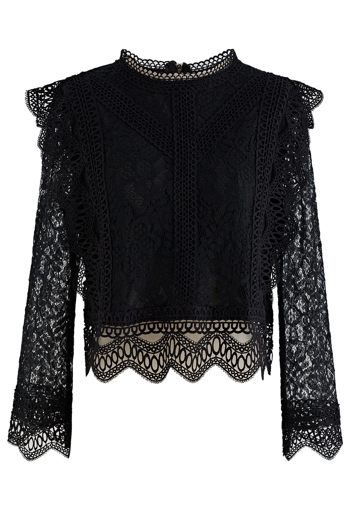 lysere fårehyrde Specialist Your Sassy Start Long Sleeve Crochet Lace Top in Black - Retro, Indie and  Unique Fashion