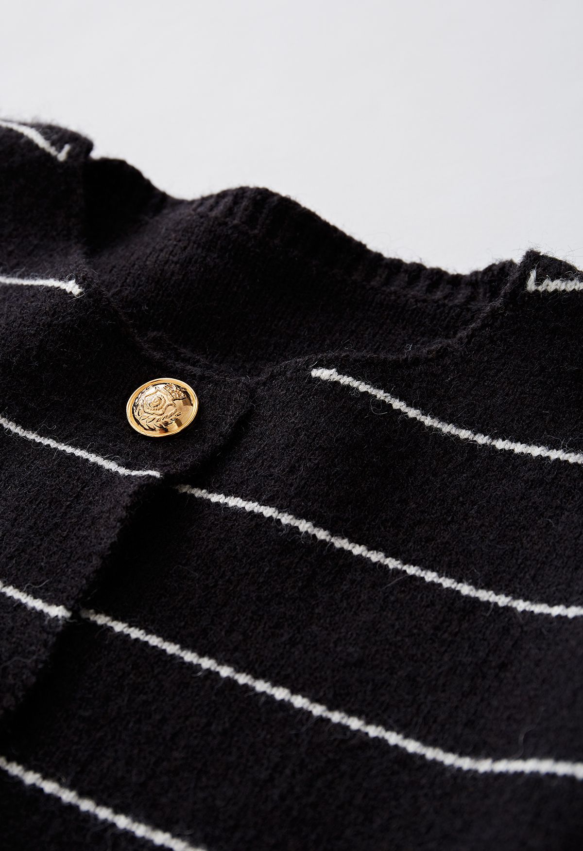 Contrast Stripes Button Down Cardigan in Black