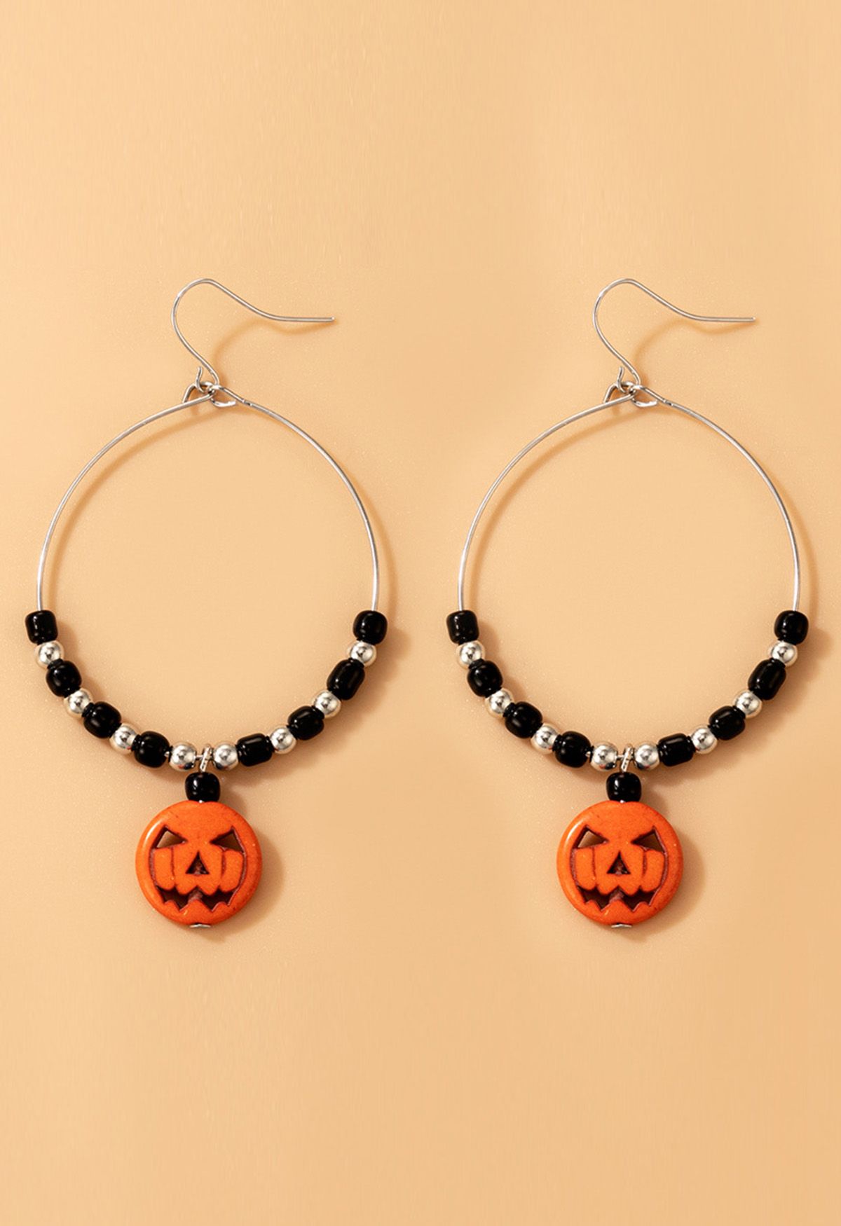 Pumpkin Pendant Beaded Hook Earrings