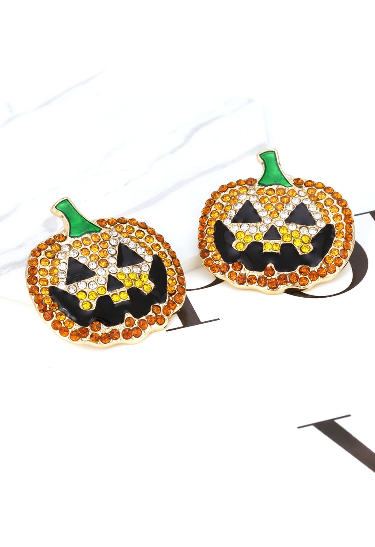 Pumpkin Face Diamond Decor Earrings