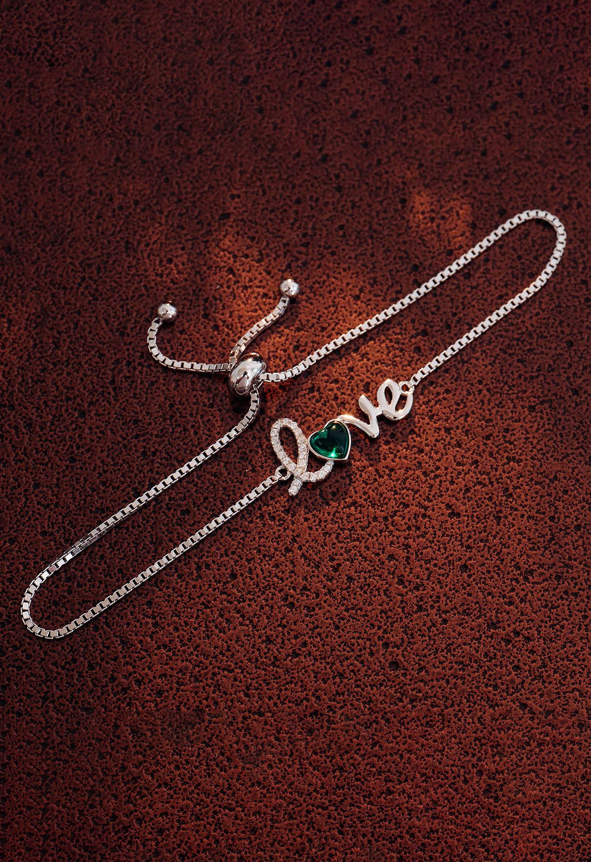 Love Sign Heart Shape Emerald Bracelet