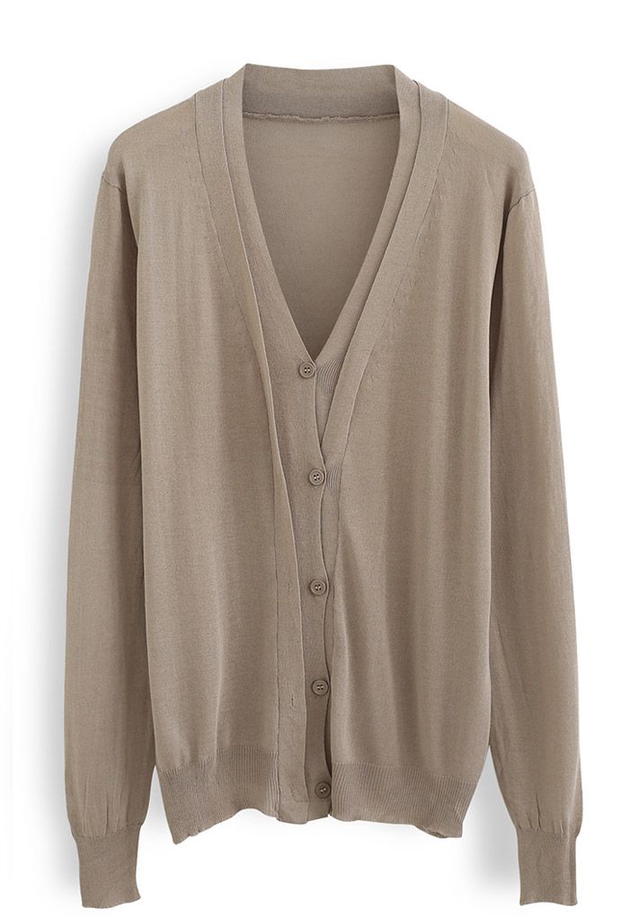 Lightsome Button Down Cardigan in Tan