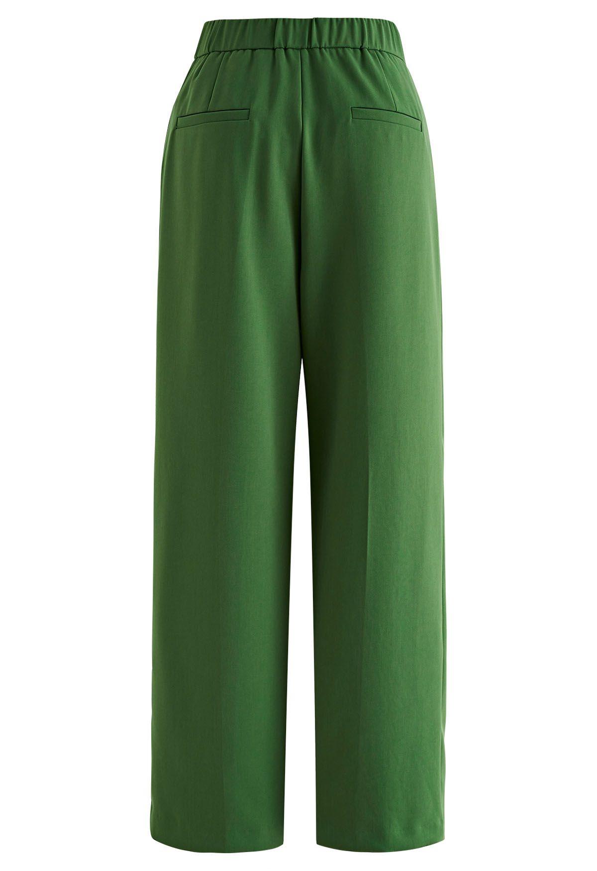 Simple Pleat Straight-Leg Pants in Green - Retro, Indie and Unique Fashion