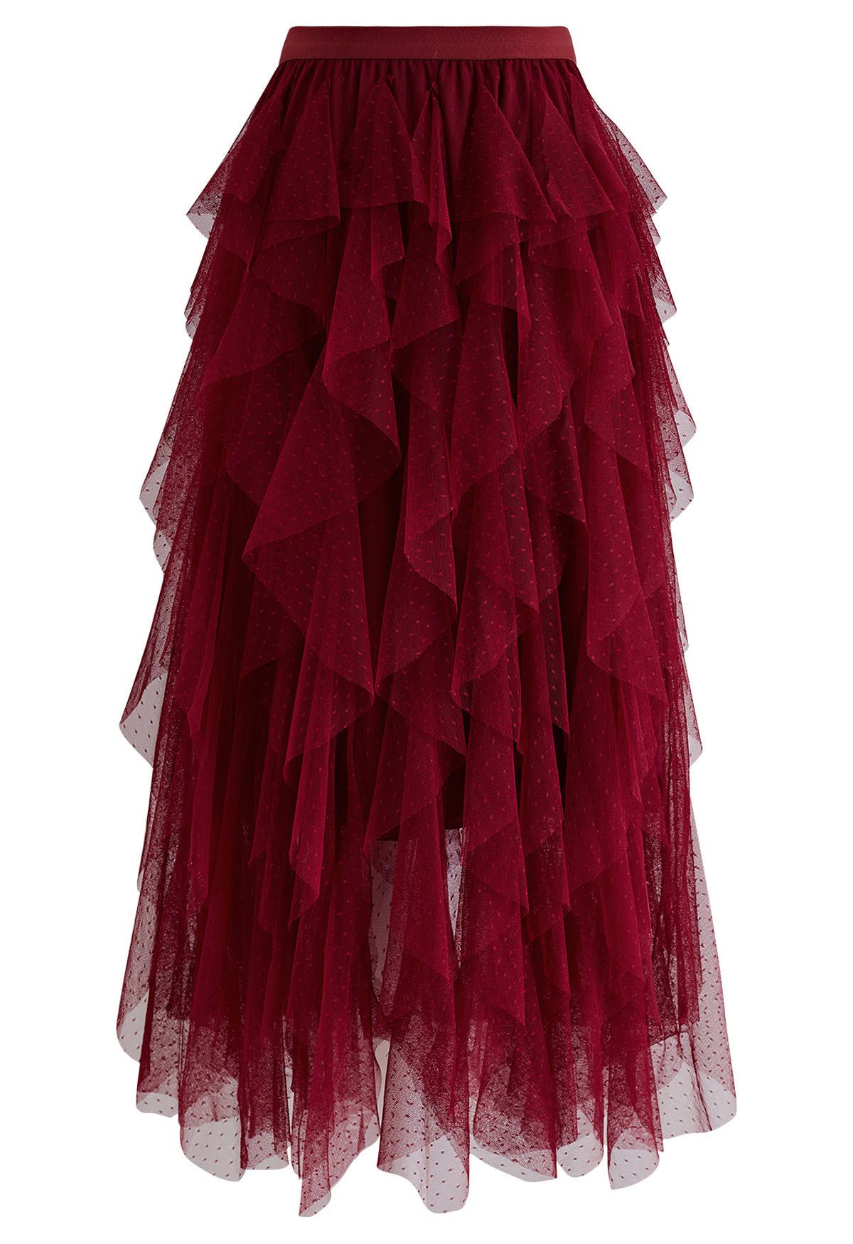 Dots Full Ruffled Tulle Skirt in Red - Retro, Indie and Unique Fashion