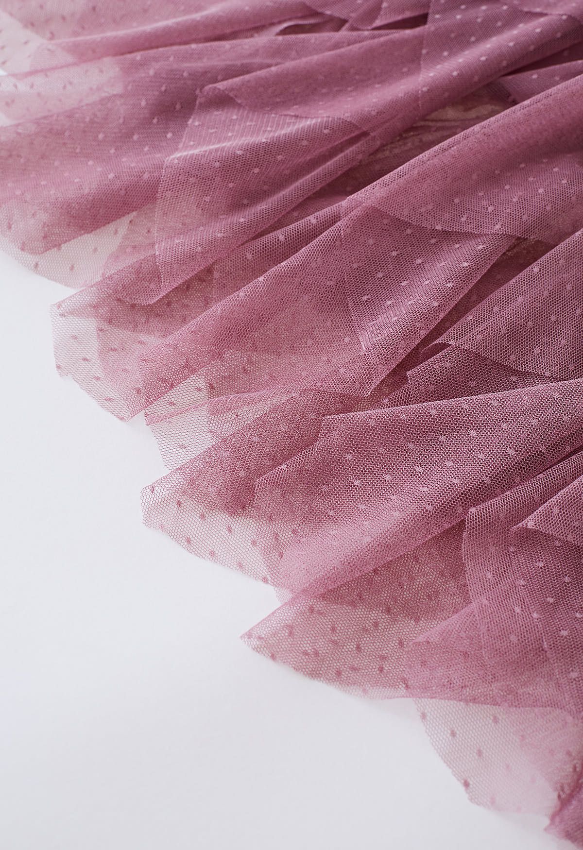 Dots Full Ruffled Tulle Skirt in Mauve - Retro, Indie and Unique Fashion
