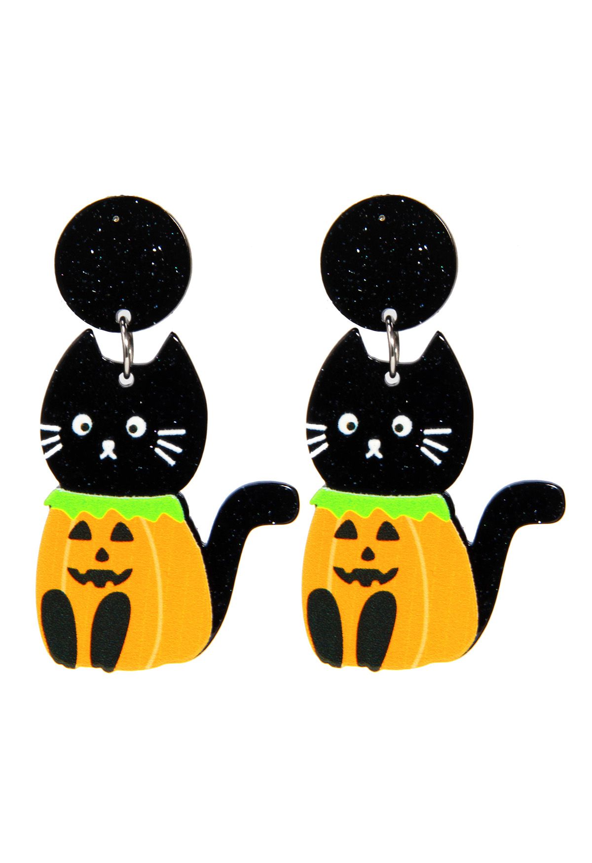 Pumpkin Cat Acrylic Drop Earrings