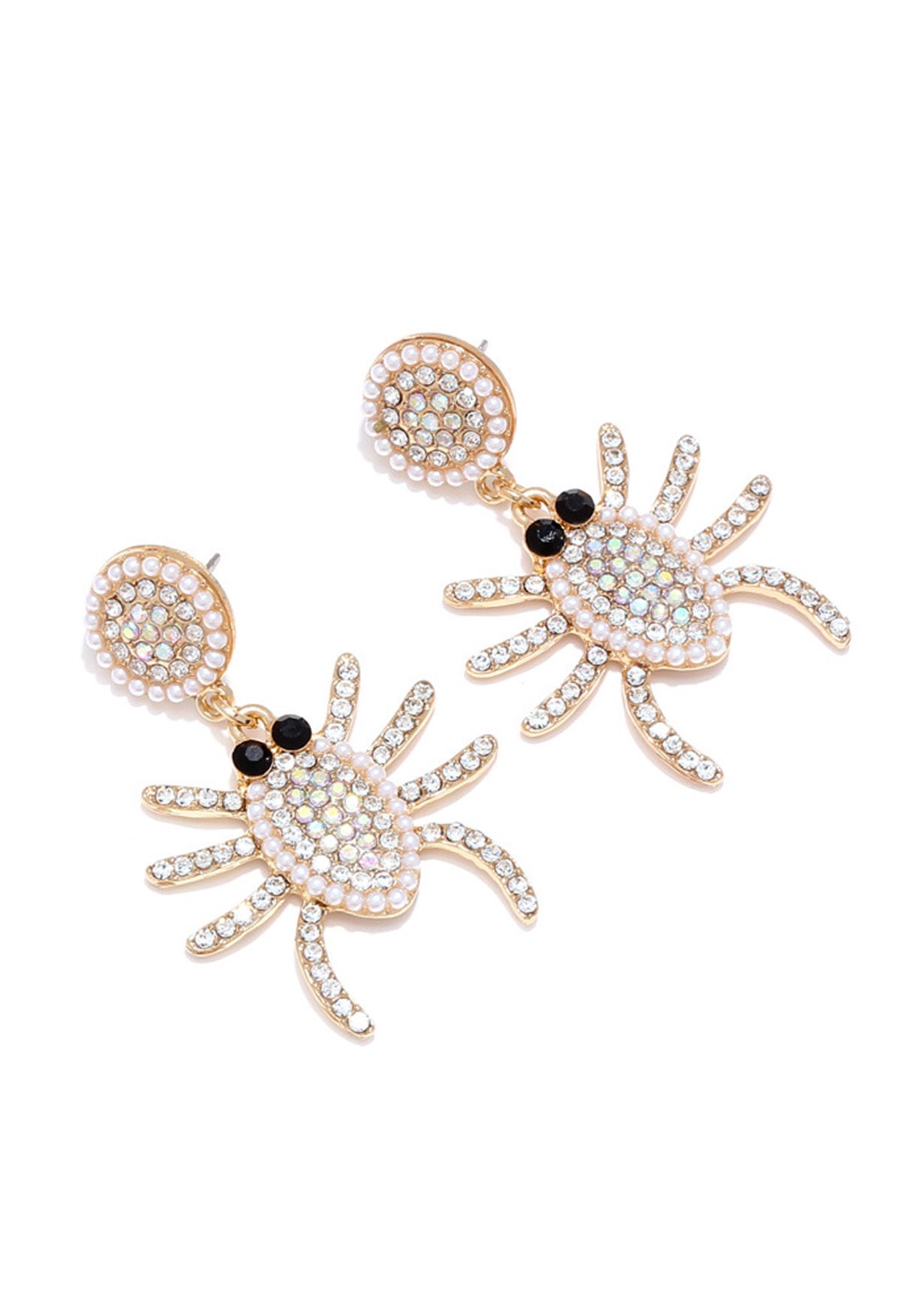 Full Pearl Spider Zircon Drop Earrings