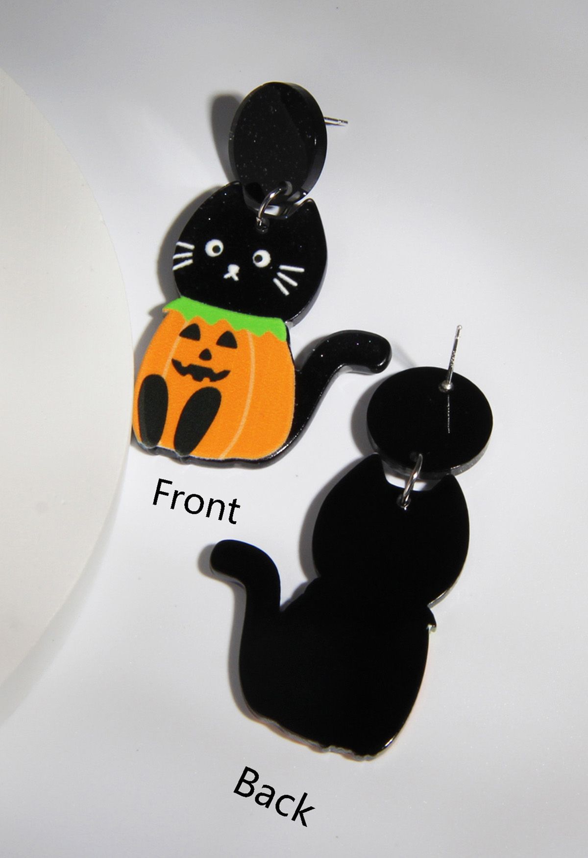 Pumpkin Cat Acrylic Drop Earrings