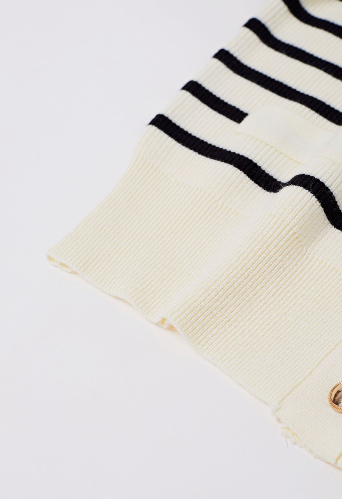 Stripe Pattern Button Down Knit Cardigan