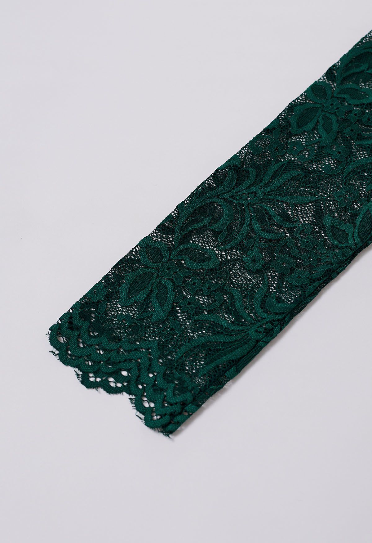 Ethereal Floral Lace Spliced Knit Top in Dark Green - Retro, Indie and  Unique Fashion