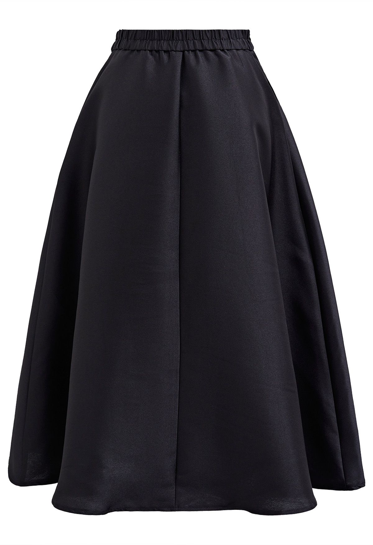 Sleek Side Pockets Pleated A-Line Midi Skirt in Black - Retro, Indie ...
