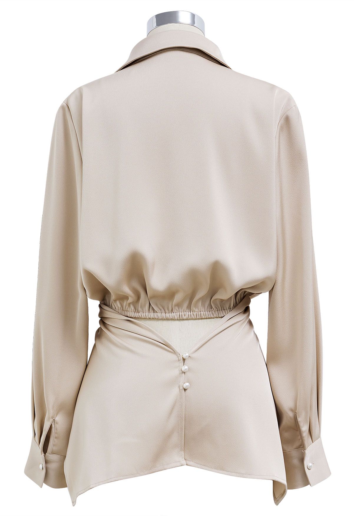 Crisscross Waist V-Neck Shirt in Champagne - Retro, Indie and Unique ...