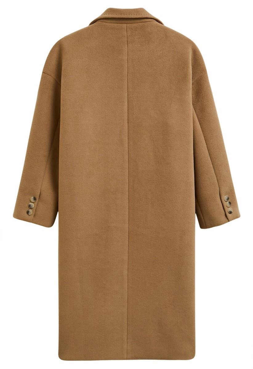 Timeless Trendy Double-Breasted Longline Coat in Camel - Retro, Indie ...