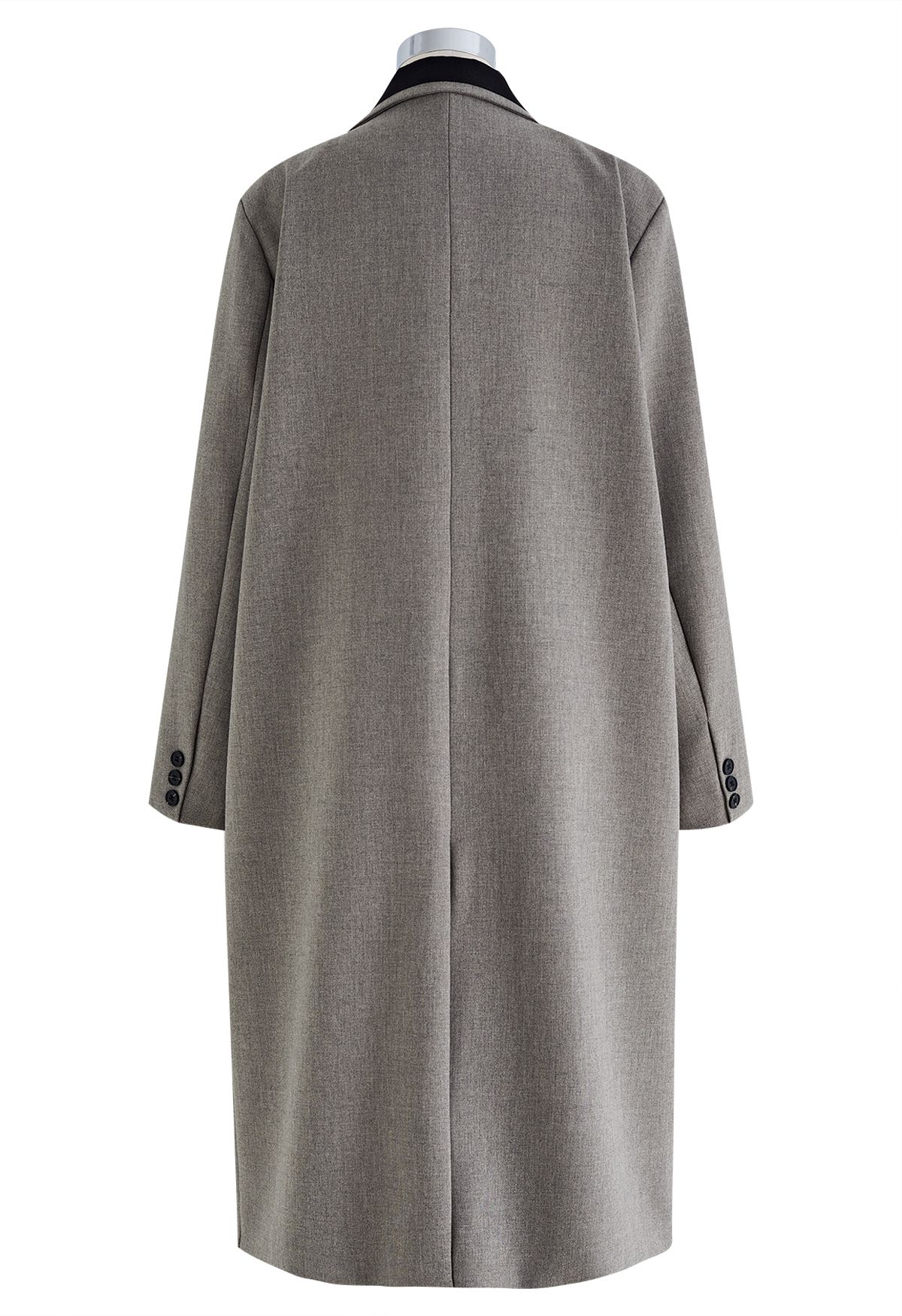Contrast Notched Lapel Longline Coat in Grey - Retro, Indie and Unique ...