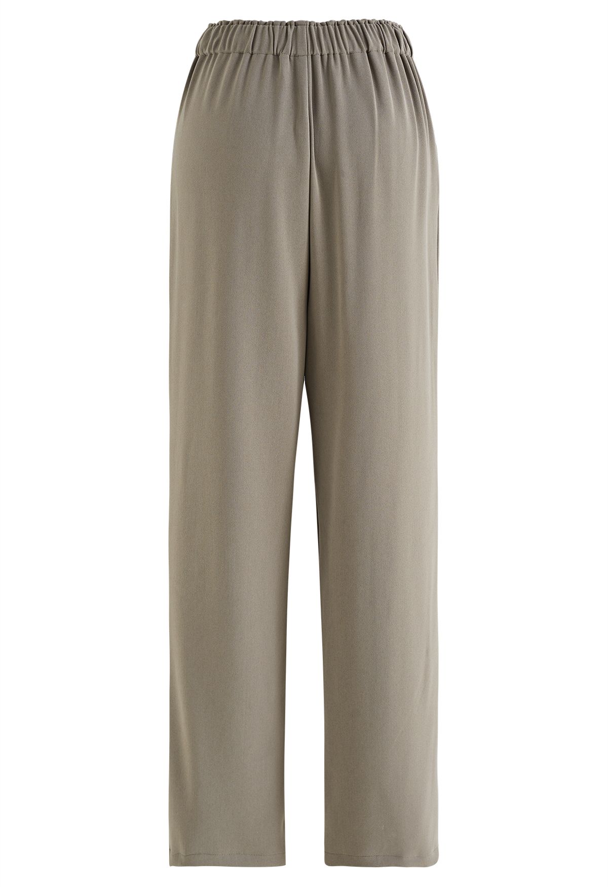 Side Drawstring Pleated Straight Leg Pants in Taupe - Retro, Indie and ...