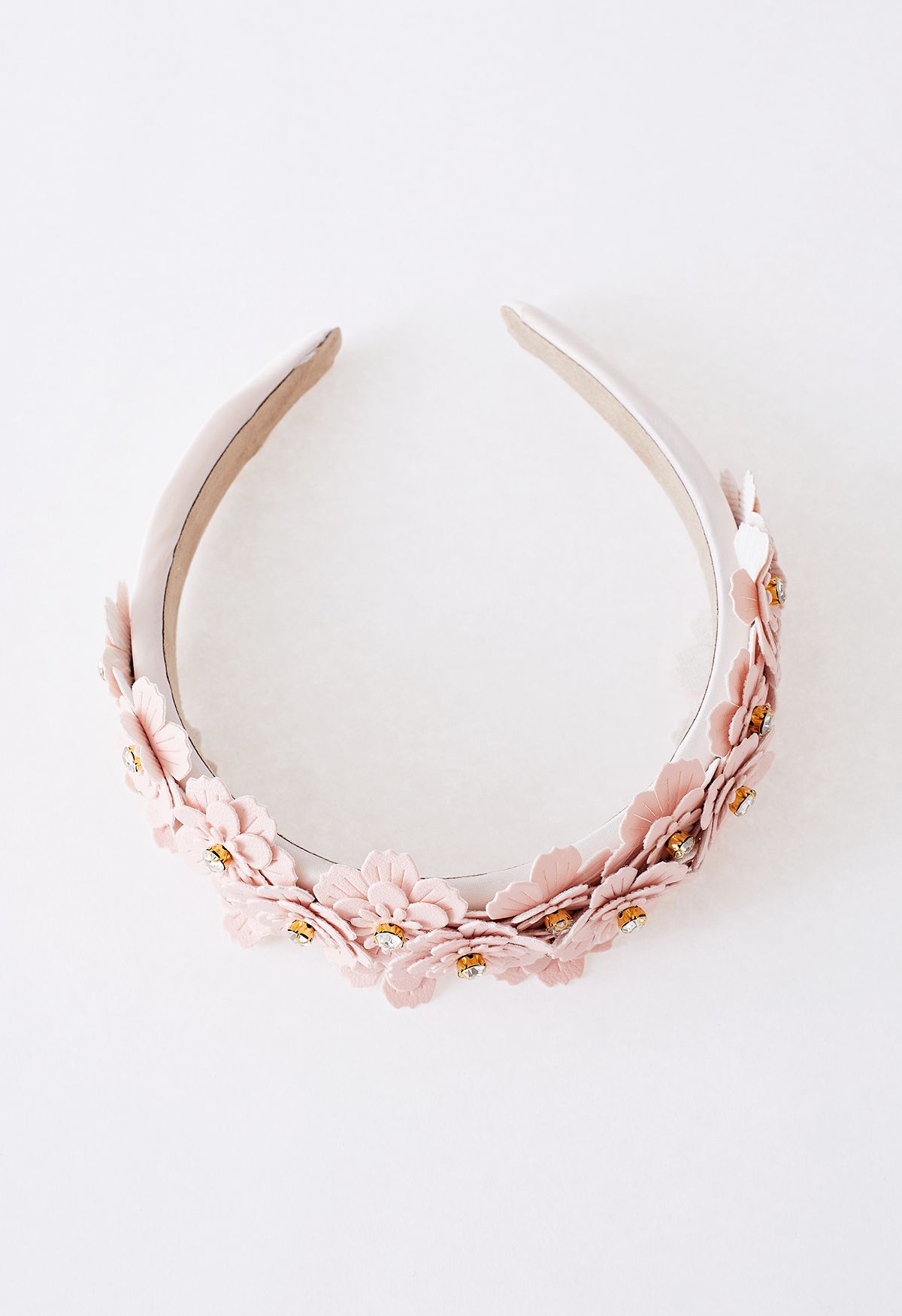 Rhinestone Floral Applique Headband in Pink