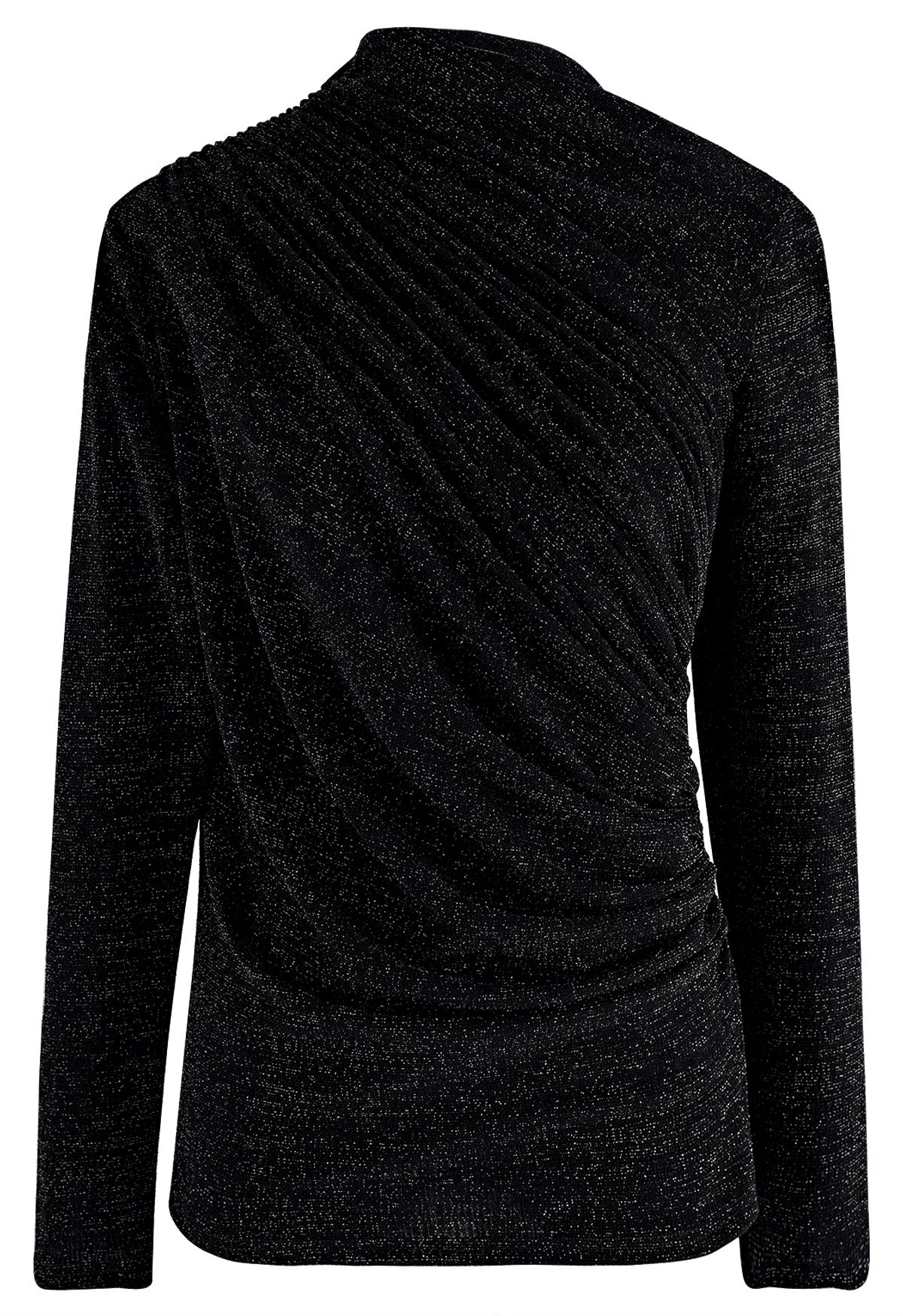 Gleaming Ruched Long Sleeve Top in Black - Retro, Indie and Unique Fashion