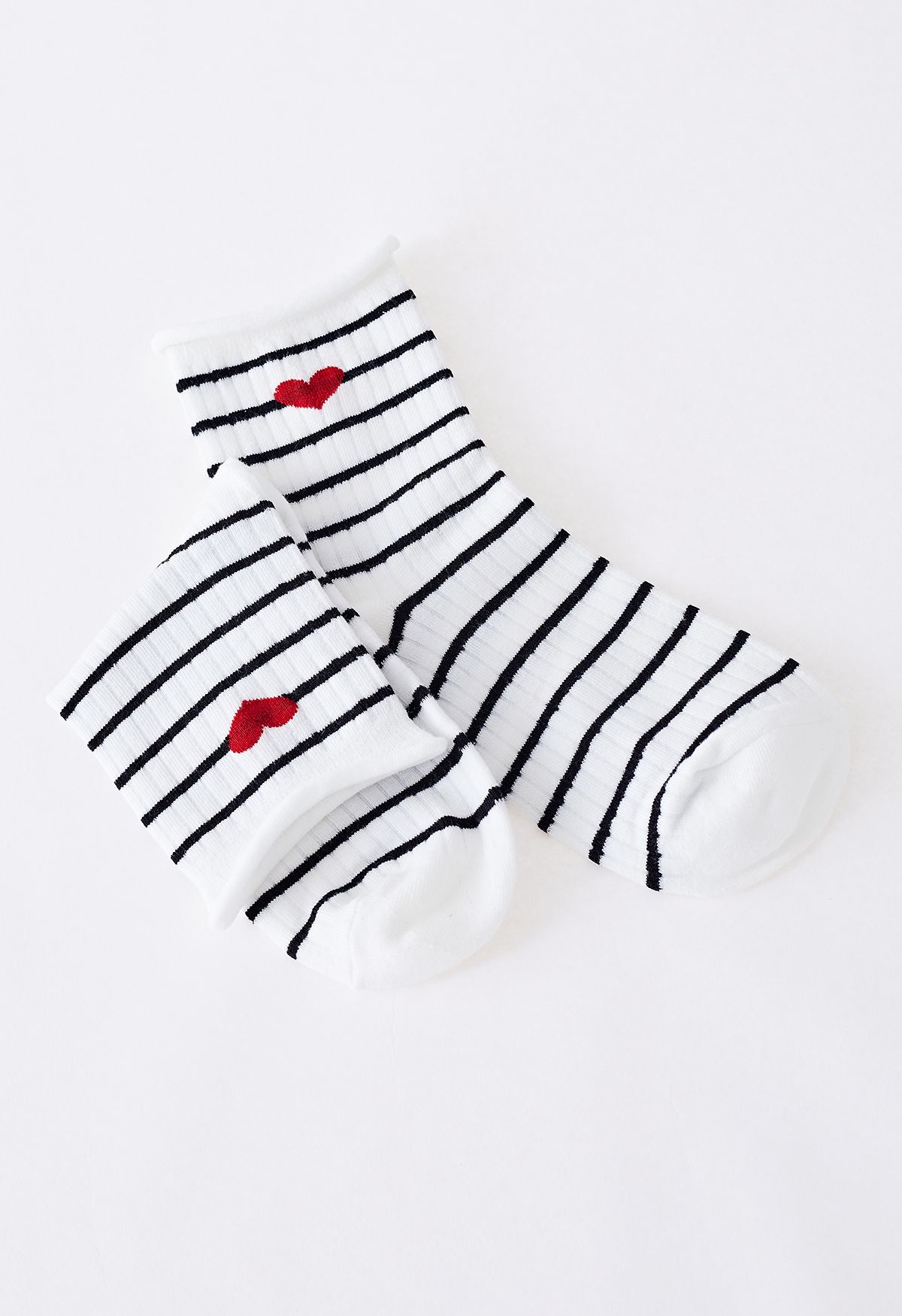 Red Heart Rolled Edge Striped Socks