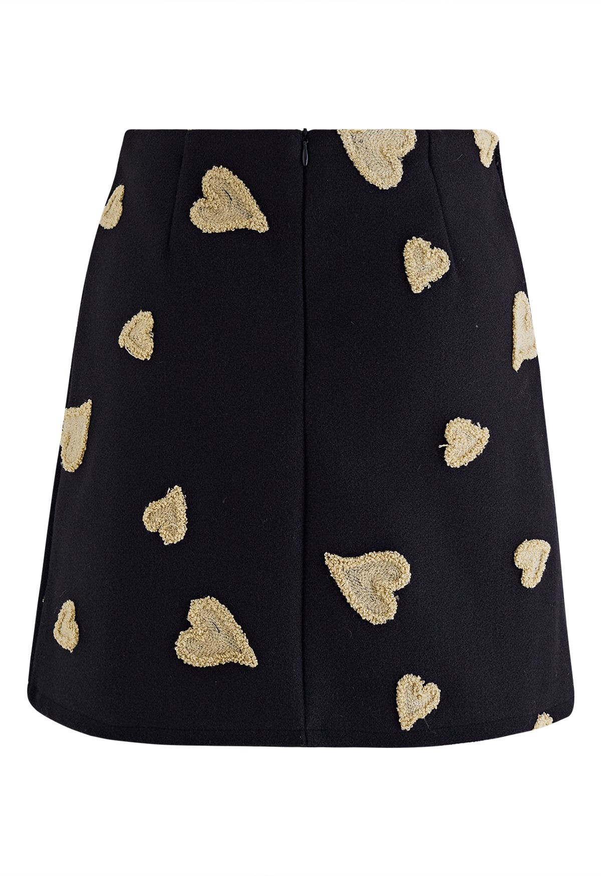 Hearts Embroidered Wool-Blend Mini Bud Skirt - Retro, Indie and Unique ...