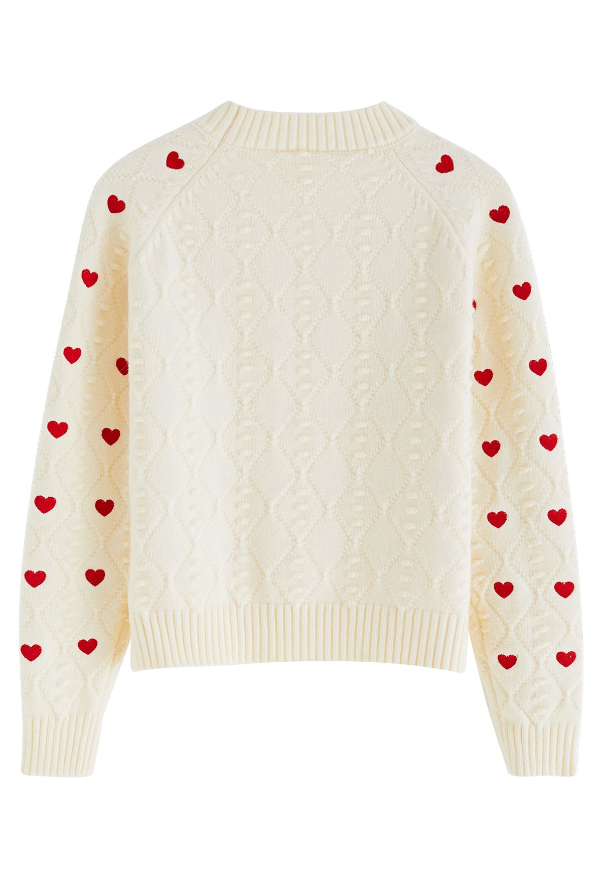 Full of Hearts Embroidered Emboss Knit Crop Sweater in Light Yellow ...