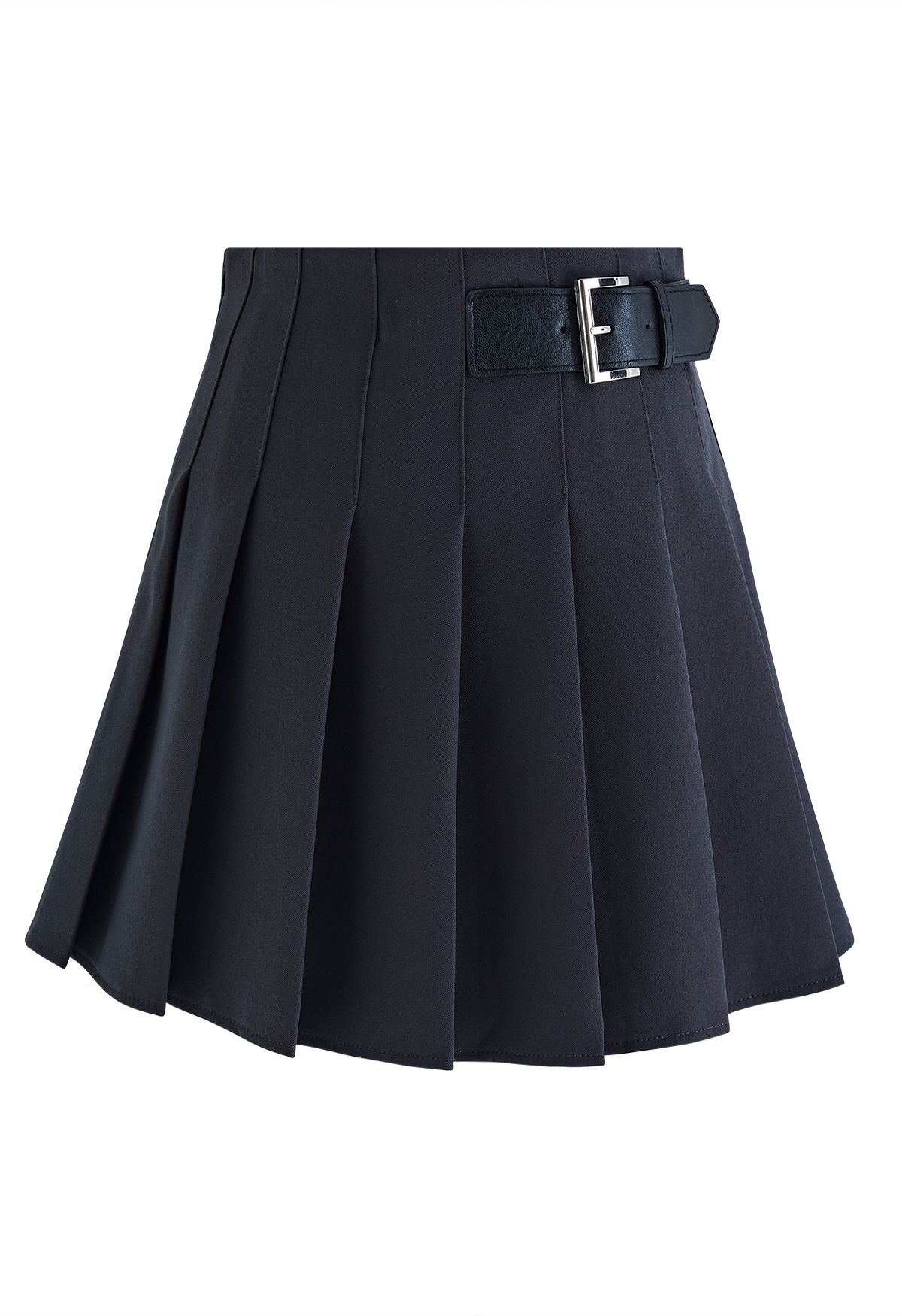 Belted Pleated Flare Mini Skirt in Smoke - Retro, Indie and Unique Fashion