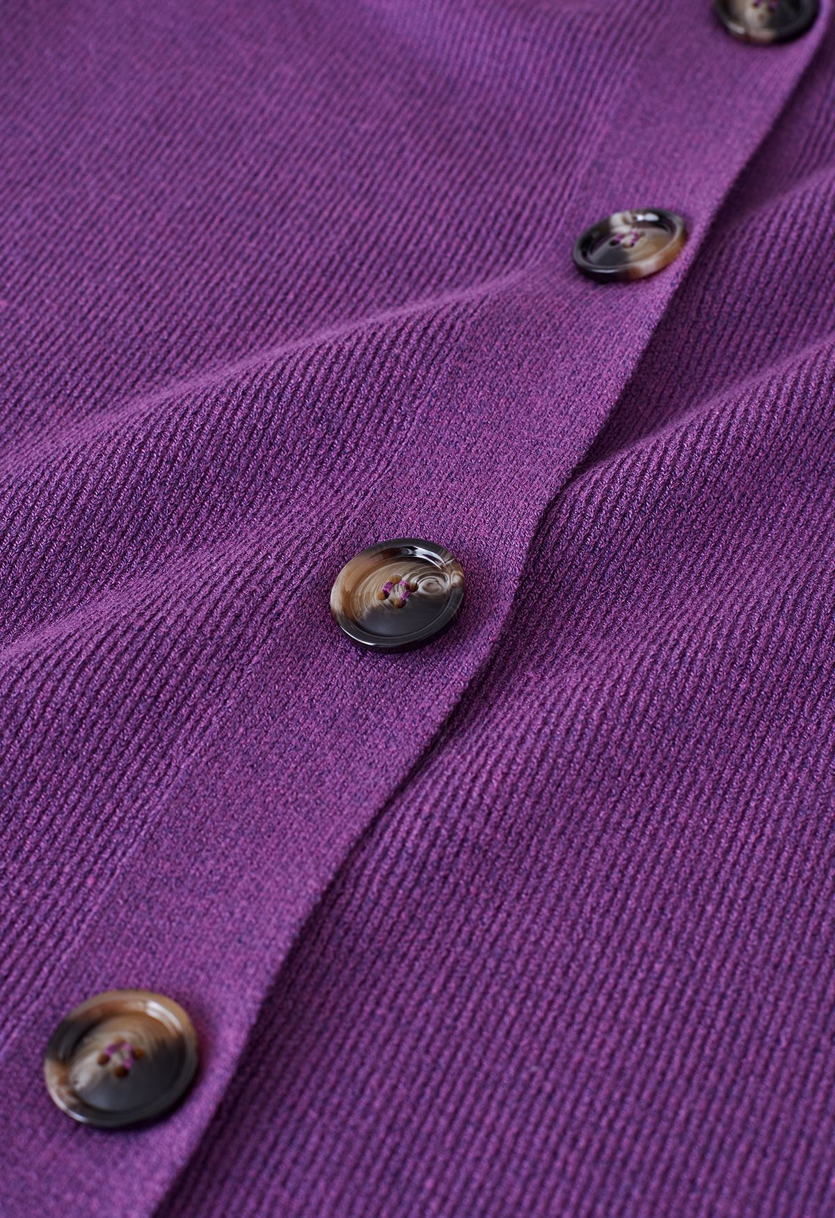 V-Neck Button Down Knit Midi Dress in Purple - Retro, Indie and Unique ...