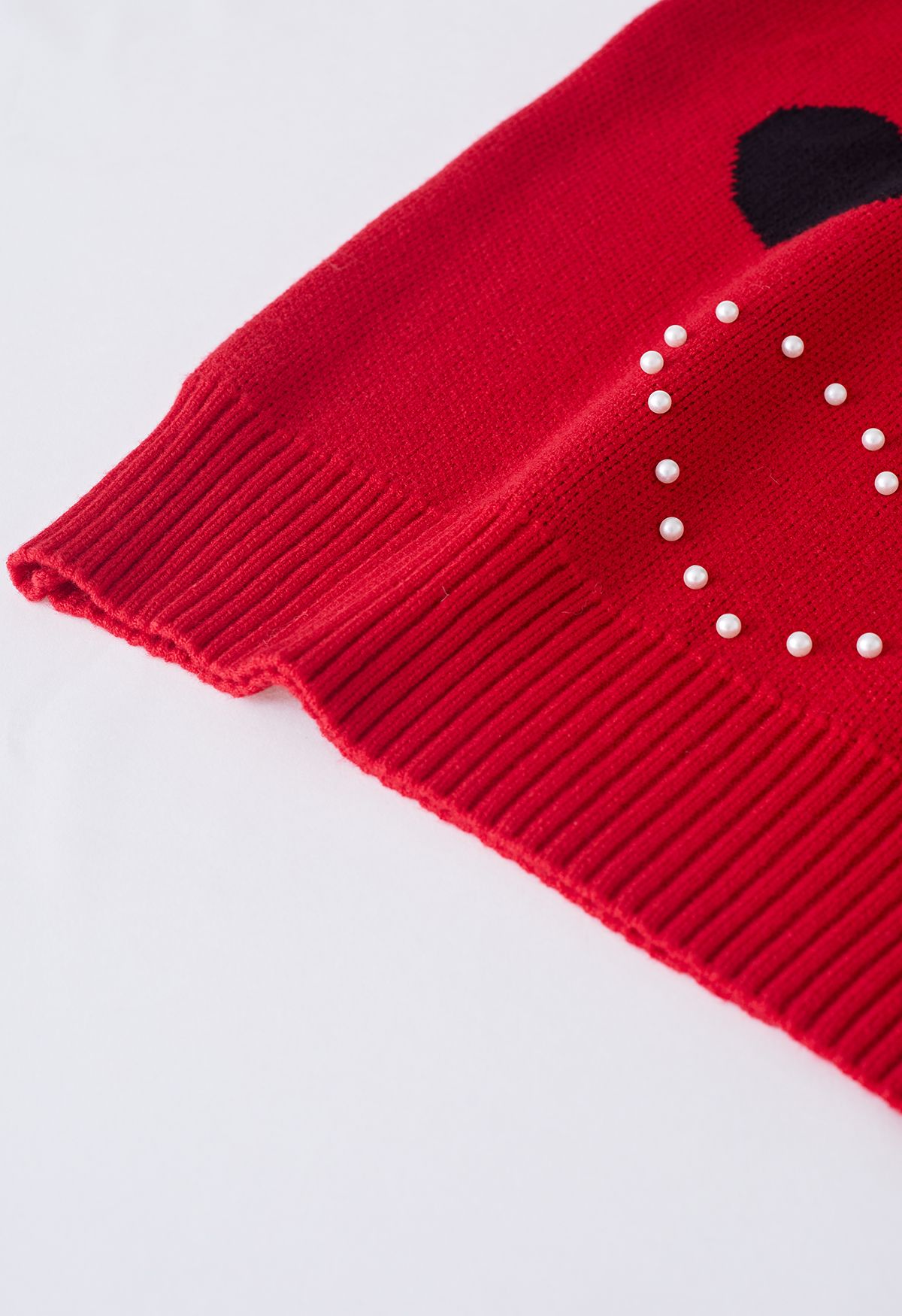 Passionate Heart Pearl Trim Knit Sweater in Red - Retro, Indie and ...