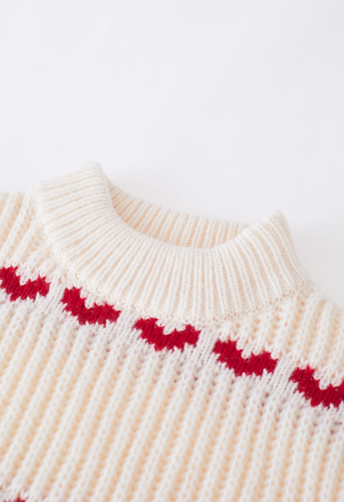 Rows of Heart Chunky Hand Knit Sweater
