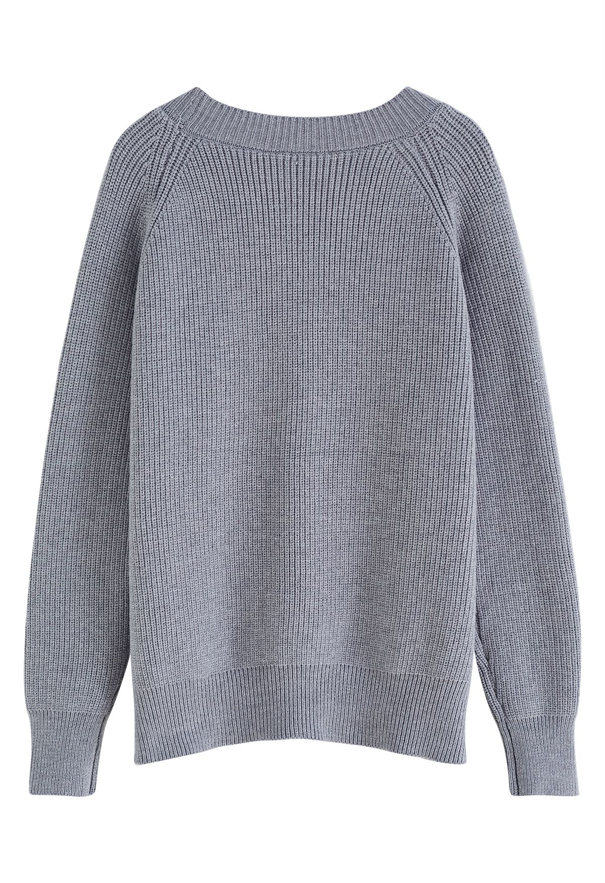 One Heart Rib Knit Oversized Sweater in Grey - Retro, Indie and Unique ...