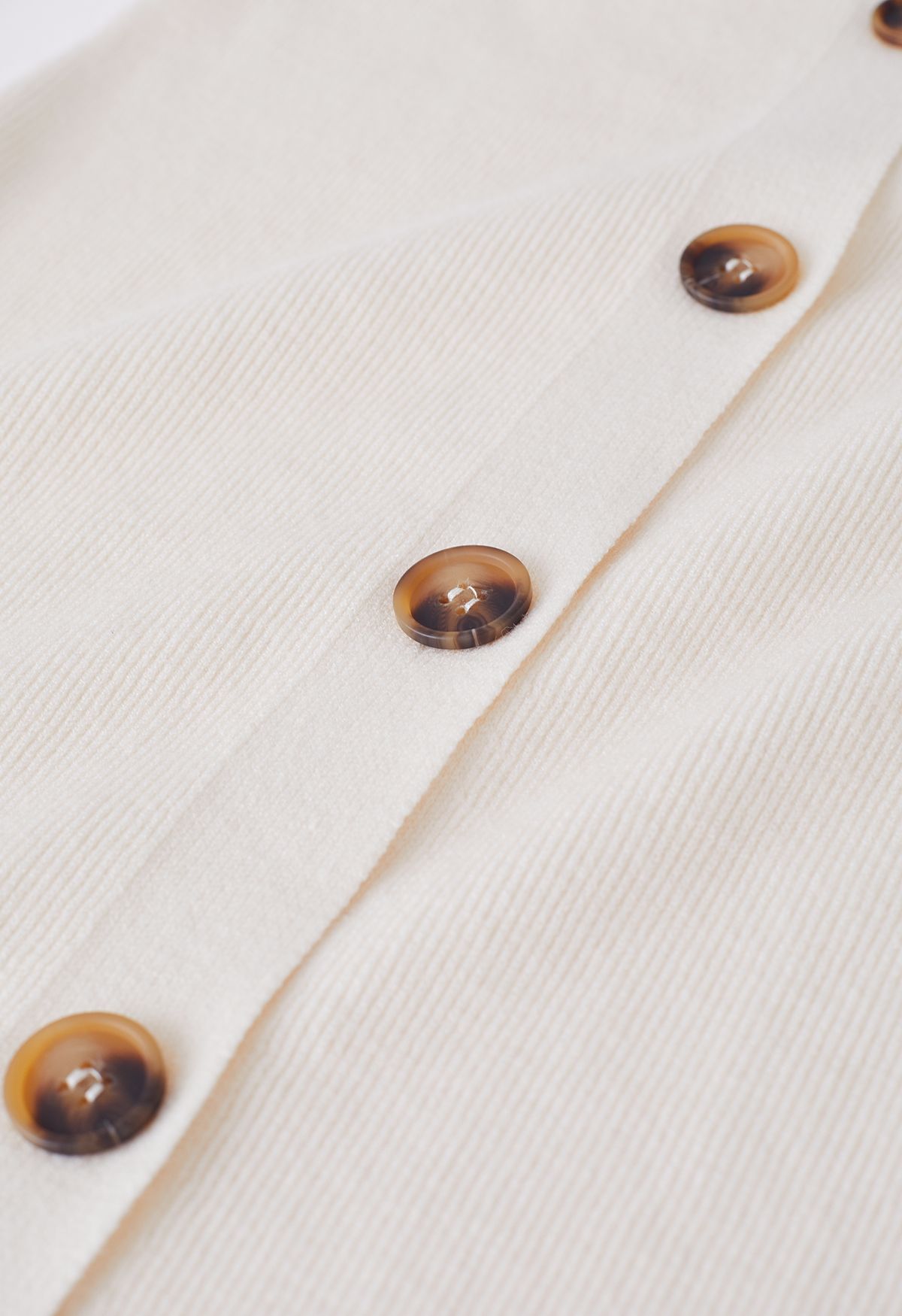 V-Neck Button Down Knit Midi Dress in Cream - Retro, Indie and Unique ...