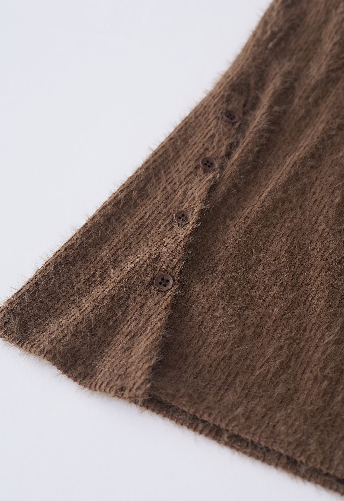 Fuzzy Mock Neck Knit Top in Brown