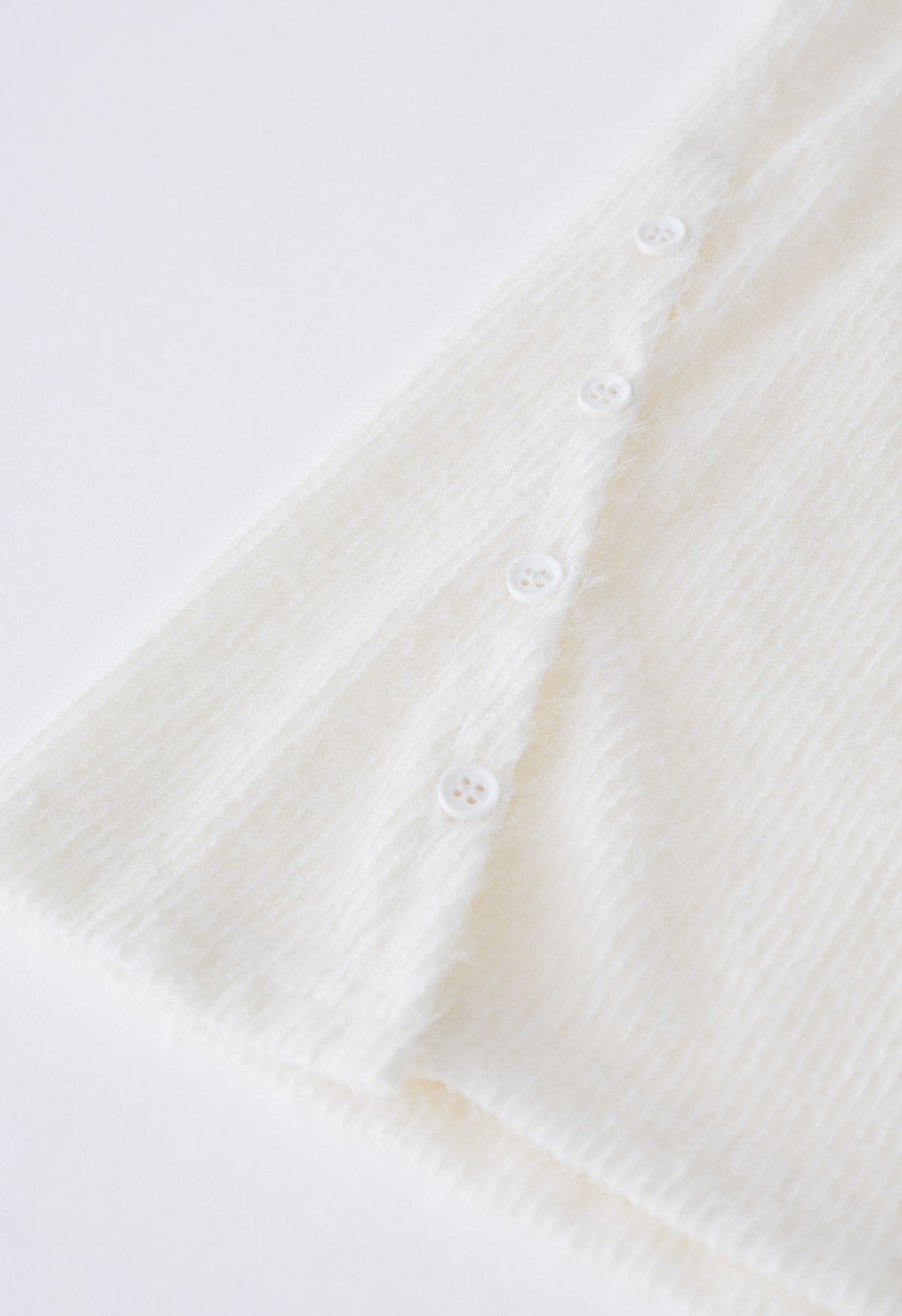 Fuzzy Mock Neck Knit Top in White