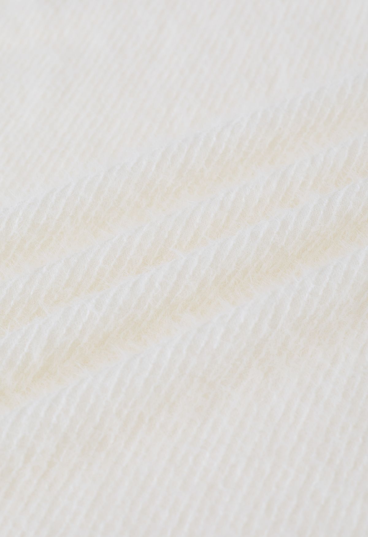 Fuzzy Mock Neck Knit Top in White