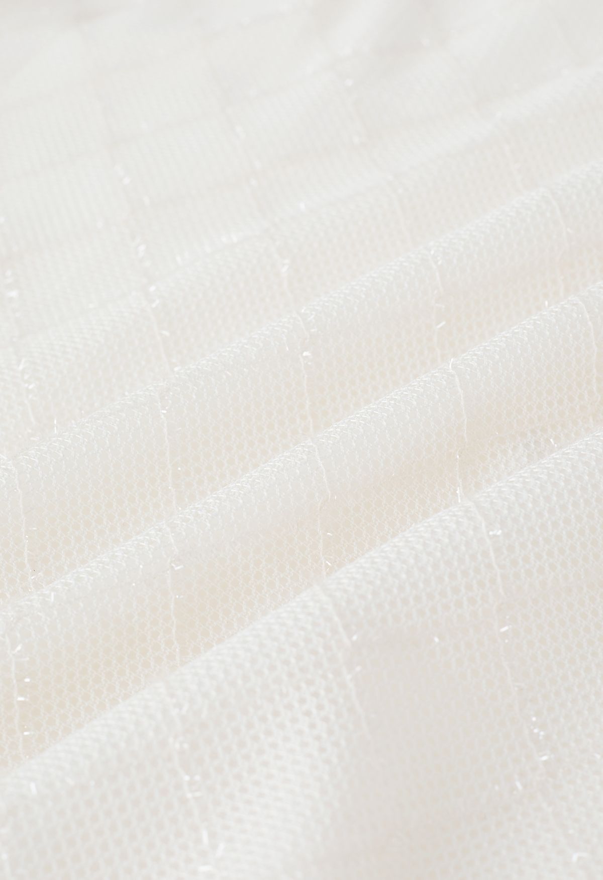 Shimmer Fringed Diamond Net Skirt in Cream