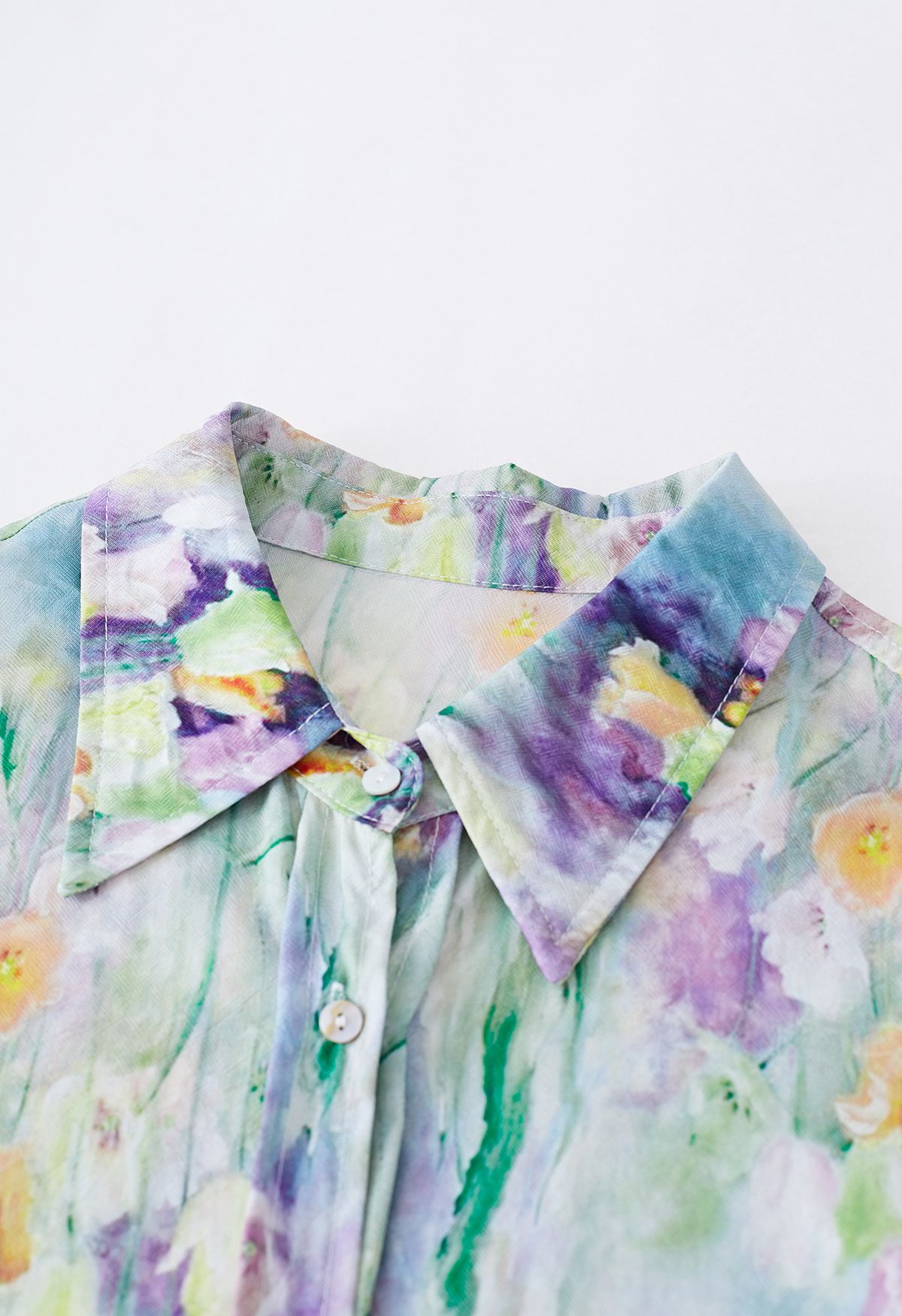 Floral Oil Painting Button Down Shirt