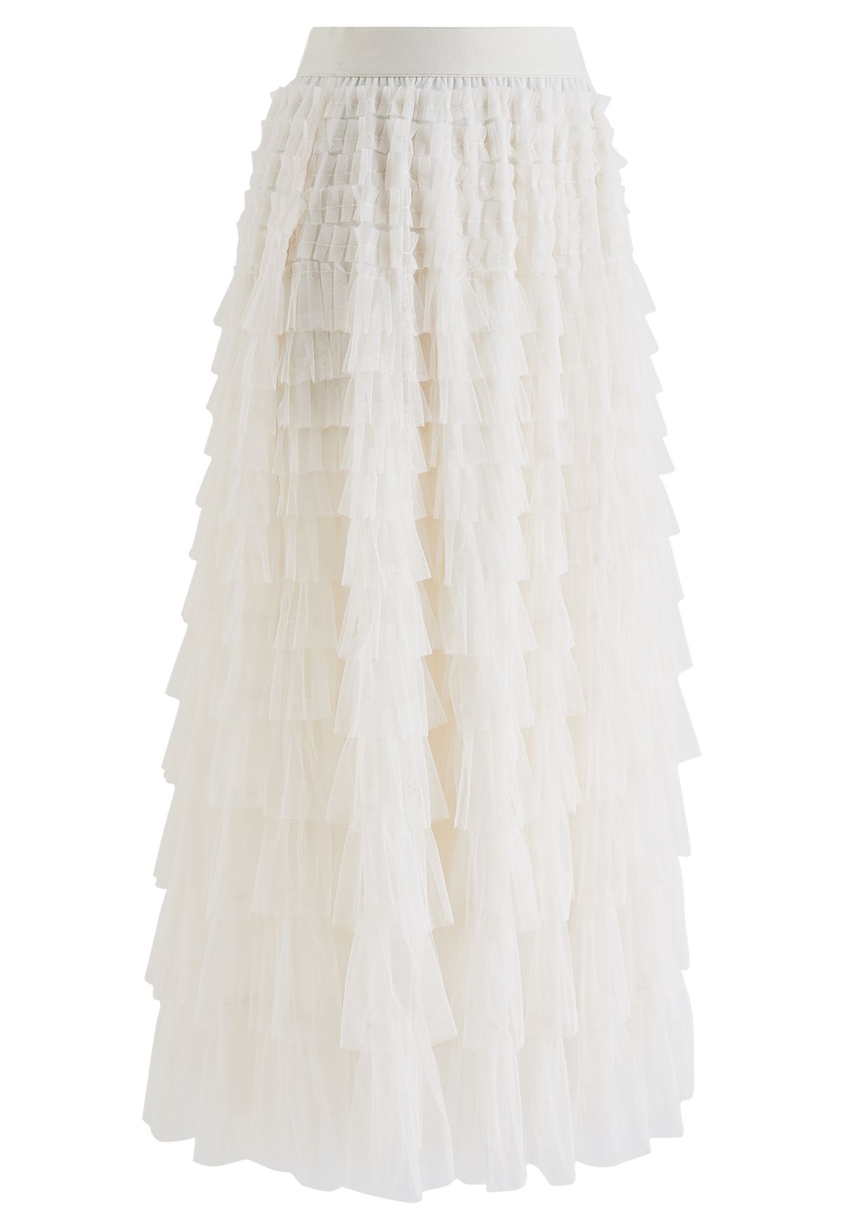 Swan Cloud Midi Skirt in Cream - Retro, Indie and Unique Fashion