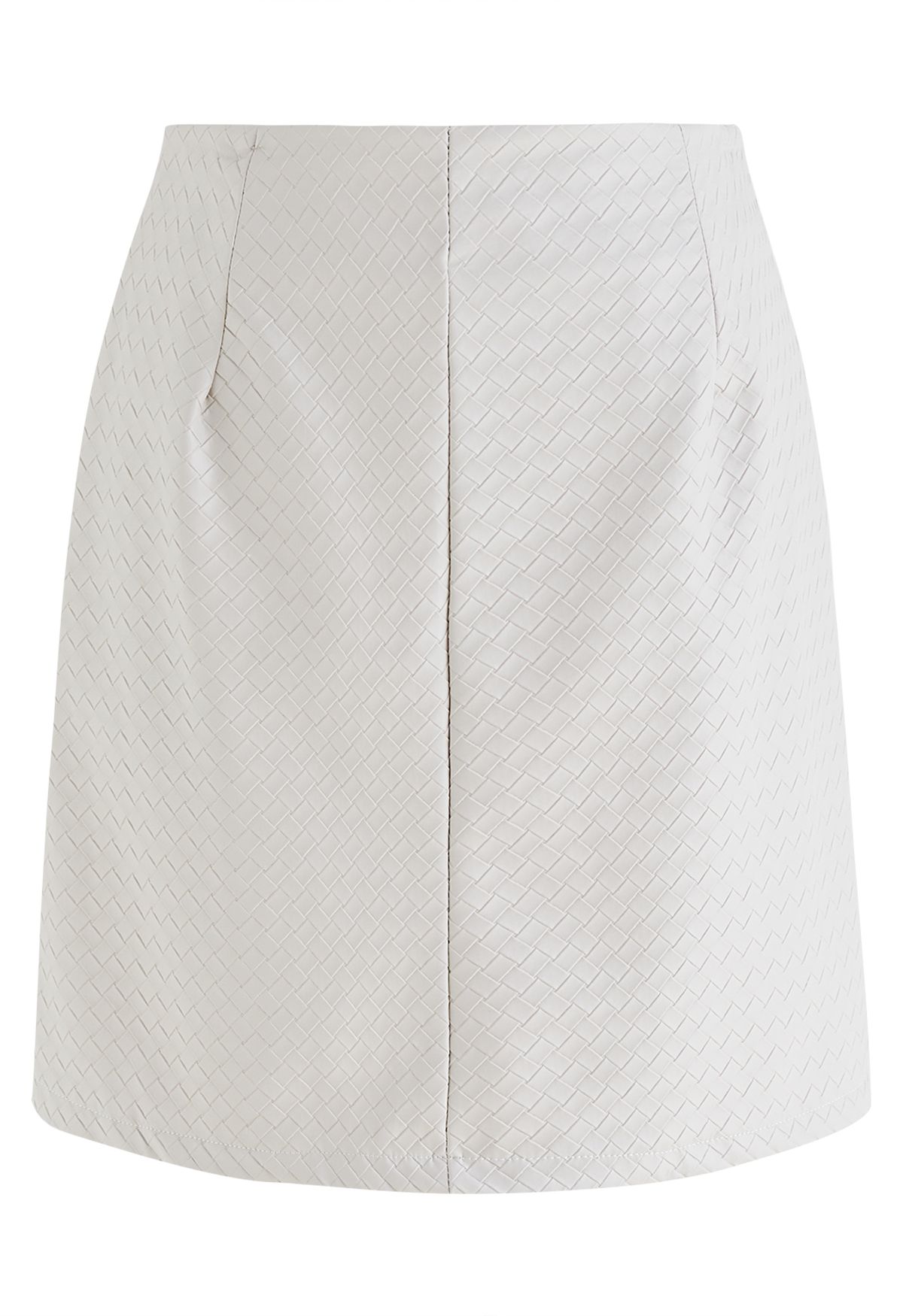 Woven Pattern Faux Leather Mini Skirt