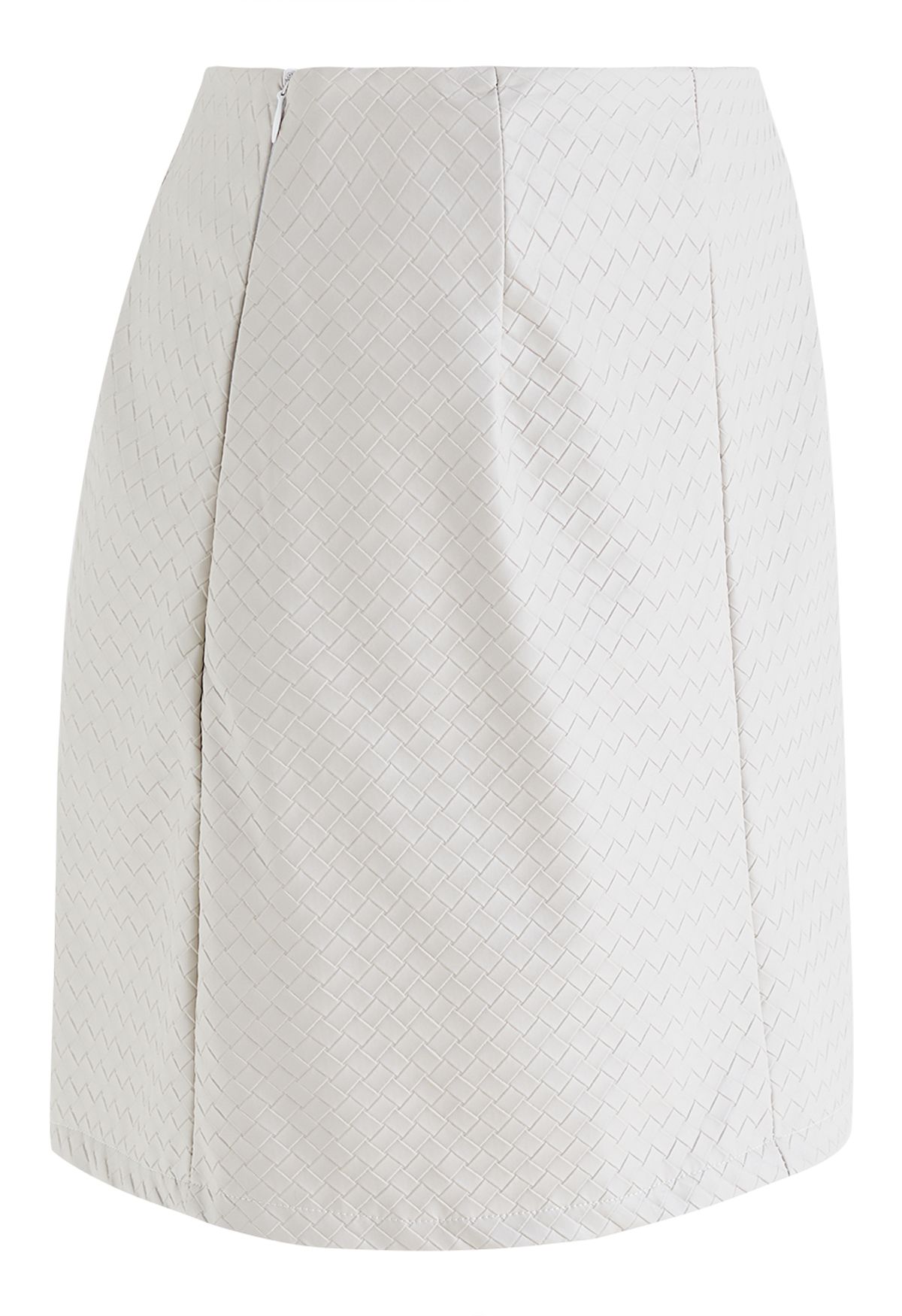 Woven Pattern Faux Leather Mini Skirt