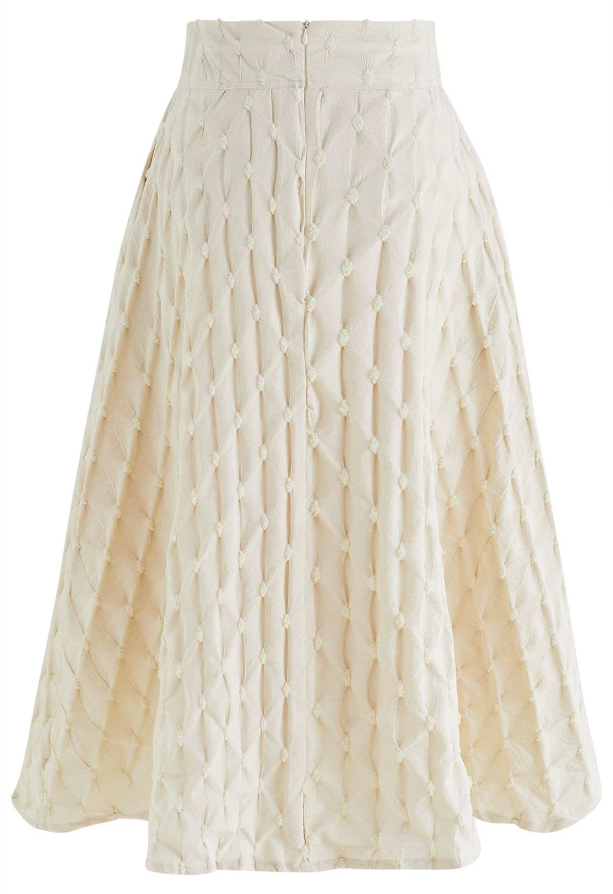 Dotted Textured Ruched Midi Skirt