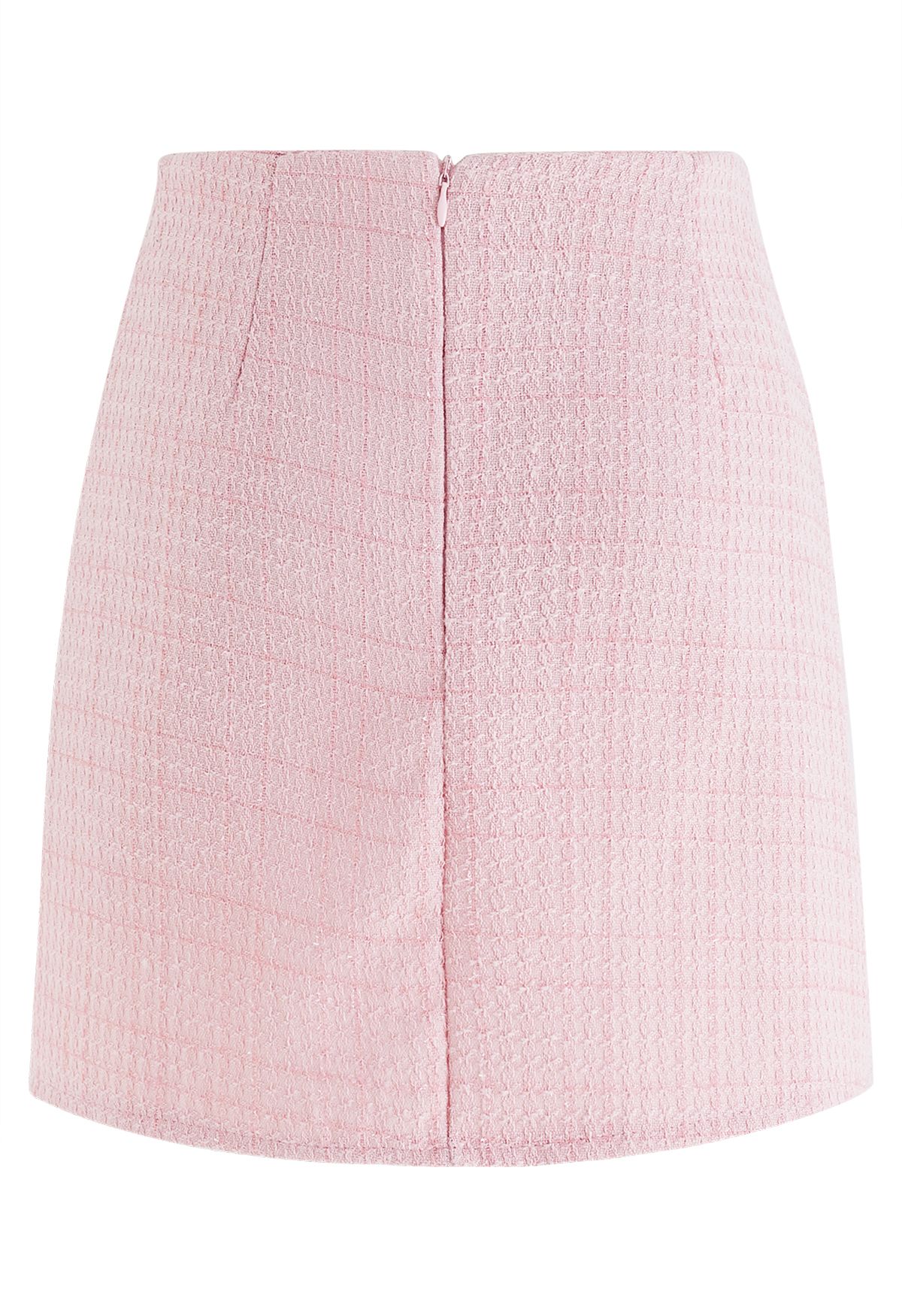 Glint Button Seam Detail Tweed Mini Skirt in Pink - Retro, Indie and ...