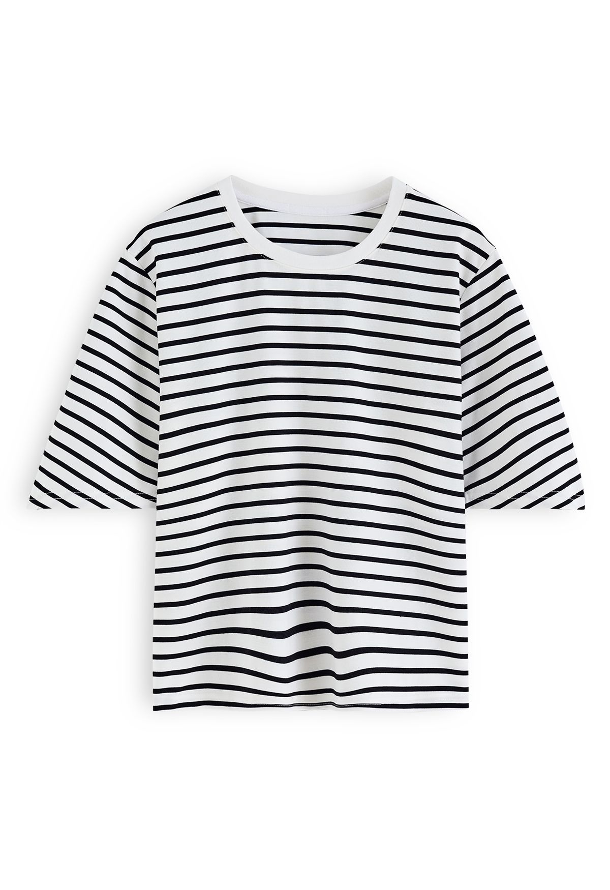 Stripe Print Short Sleeve Cotton T-Shirt