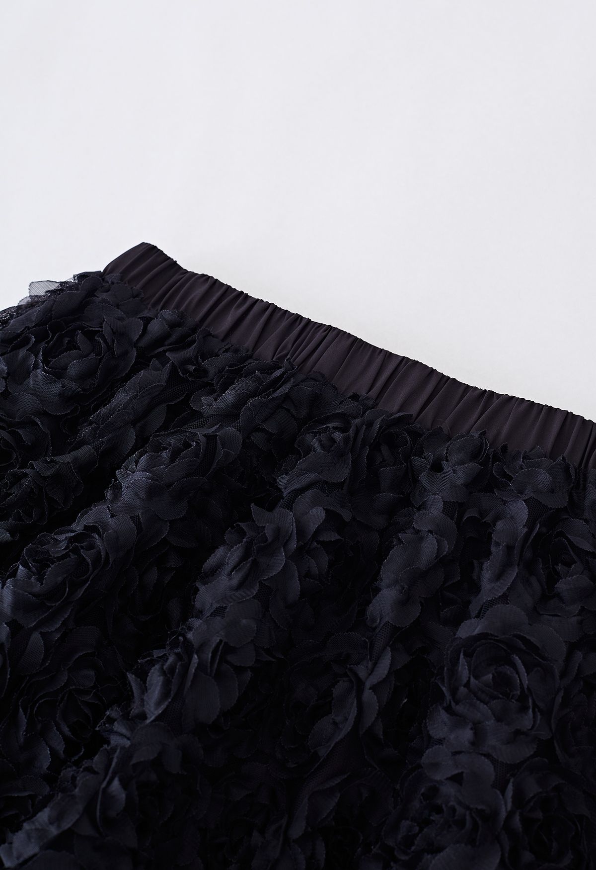 3D Black Rose Mesh Tulle Skirt