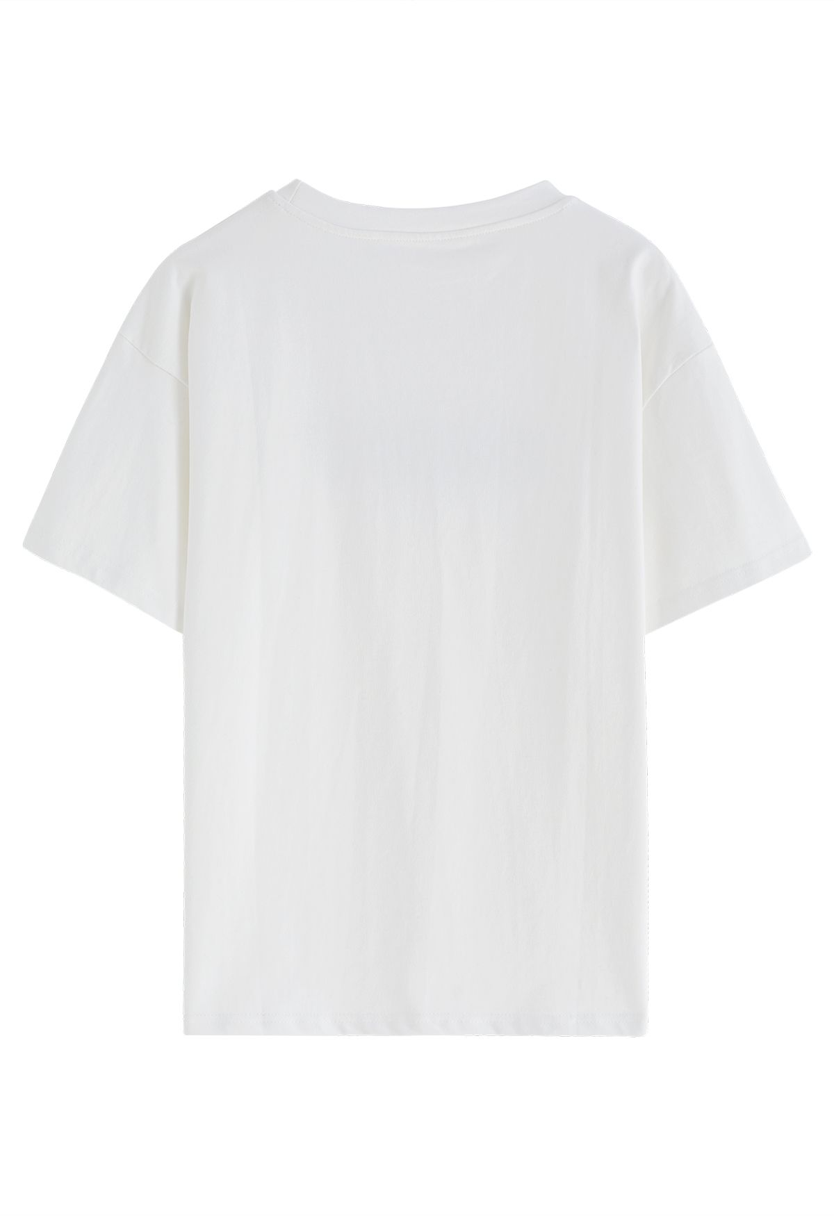 Paris Print Round Neck T-Shirt in White